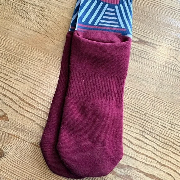 Disney Parks Authentic Mickey Mouse Geometric Pattern Crew Socks Burgundy - Picture 8 of 10